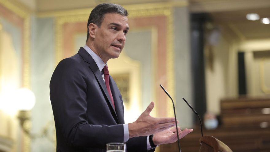 El presidente del Gobierno, Pedro Sánchez, interviene en una sesión de control al Gobierno en el Congreso de los Diputados, a 30 de junio de 2021, en Madrid