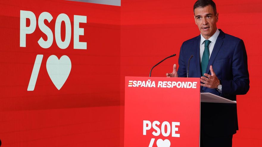 Sánchez, en rueda de prensa en Ferraz el 16 de junio de 2025