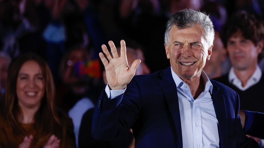 El expresidente Mauricio Macri en el acto de cierre de campaña de Juntos por el Cambio en Buenos Aires.