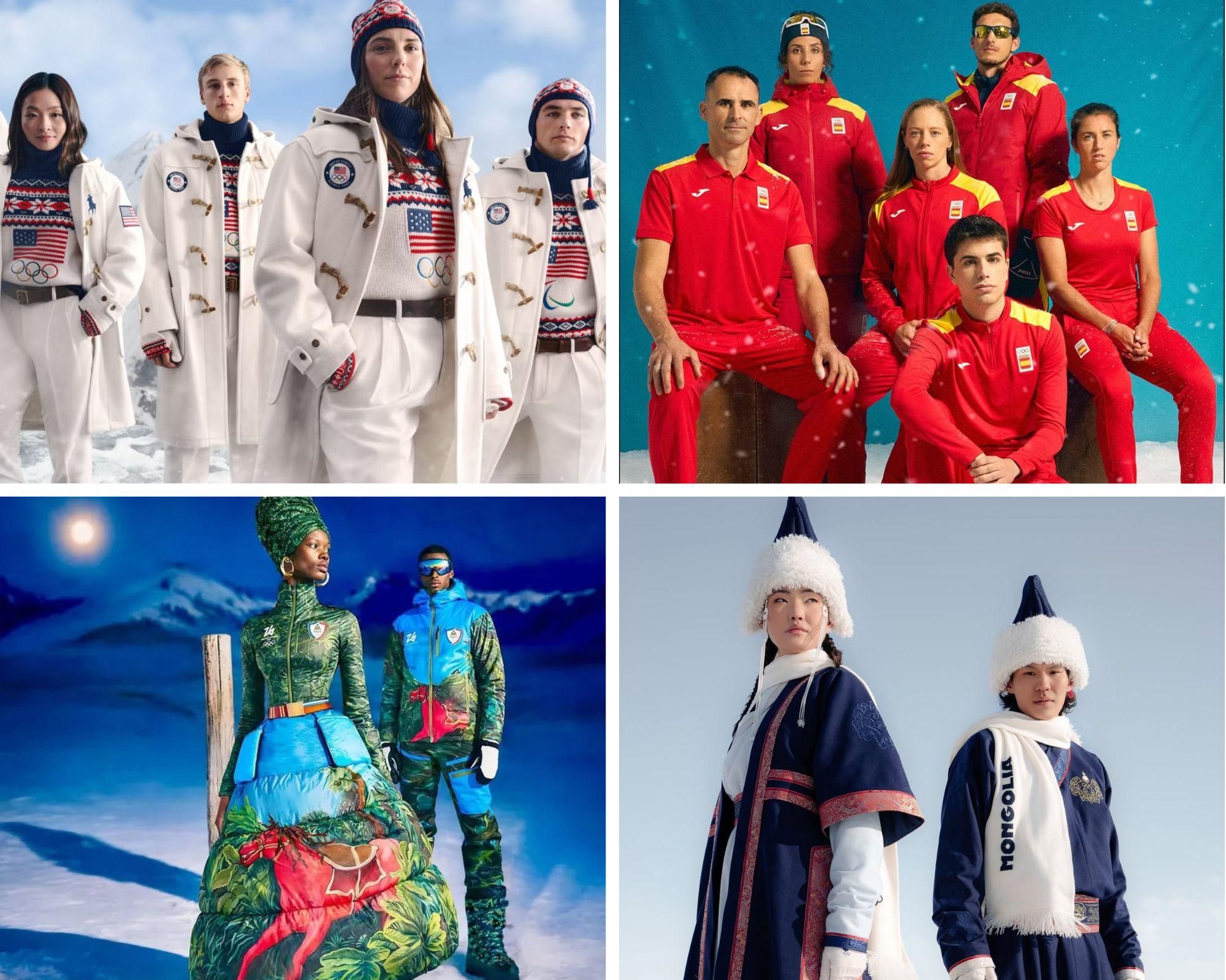 Los uniformes de Estados Unidos, España, Haití y Mongolia para los últimos JJOO de Invierno.