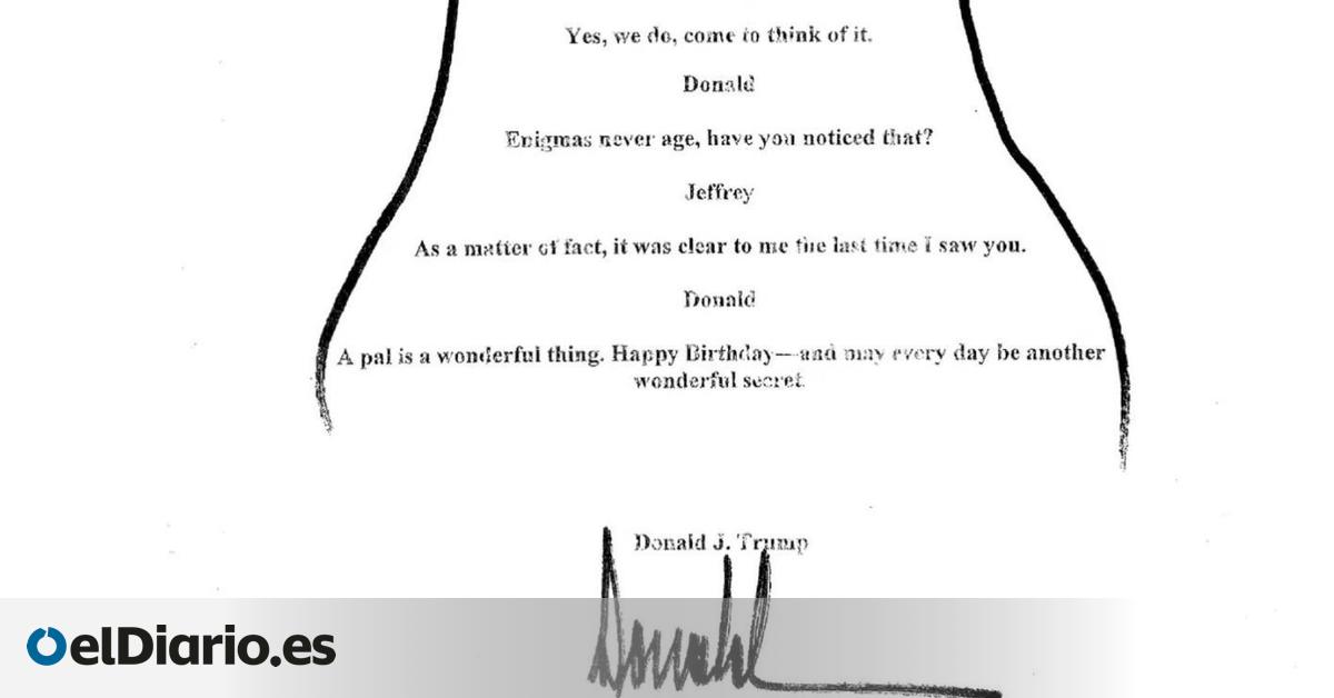 Así es el dibujo de una mujer desnuda que Trump dedicó a Epstein por su 50 cumpleaños