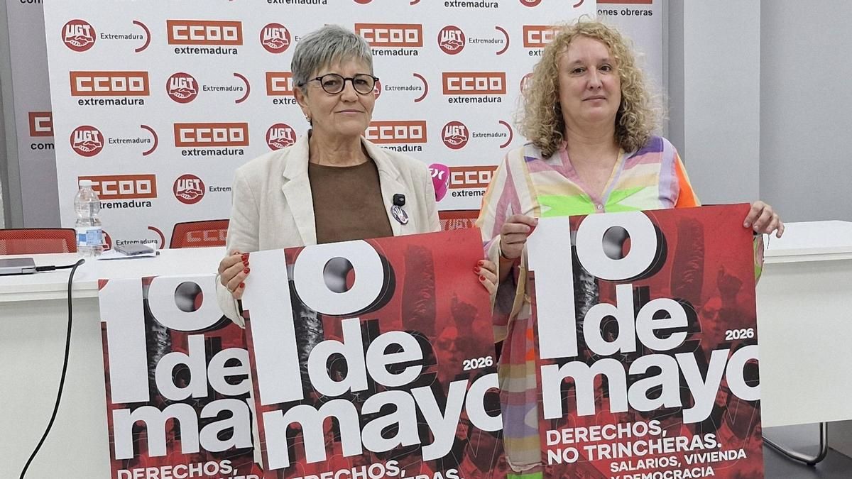 CCOO y UGT animan salir a la calle un Primero de Mayo "que no es uno más" en Extremadura