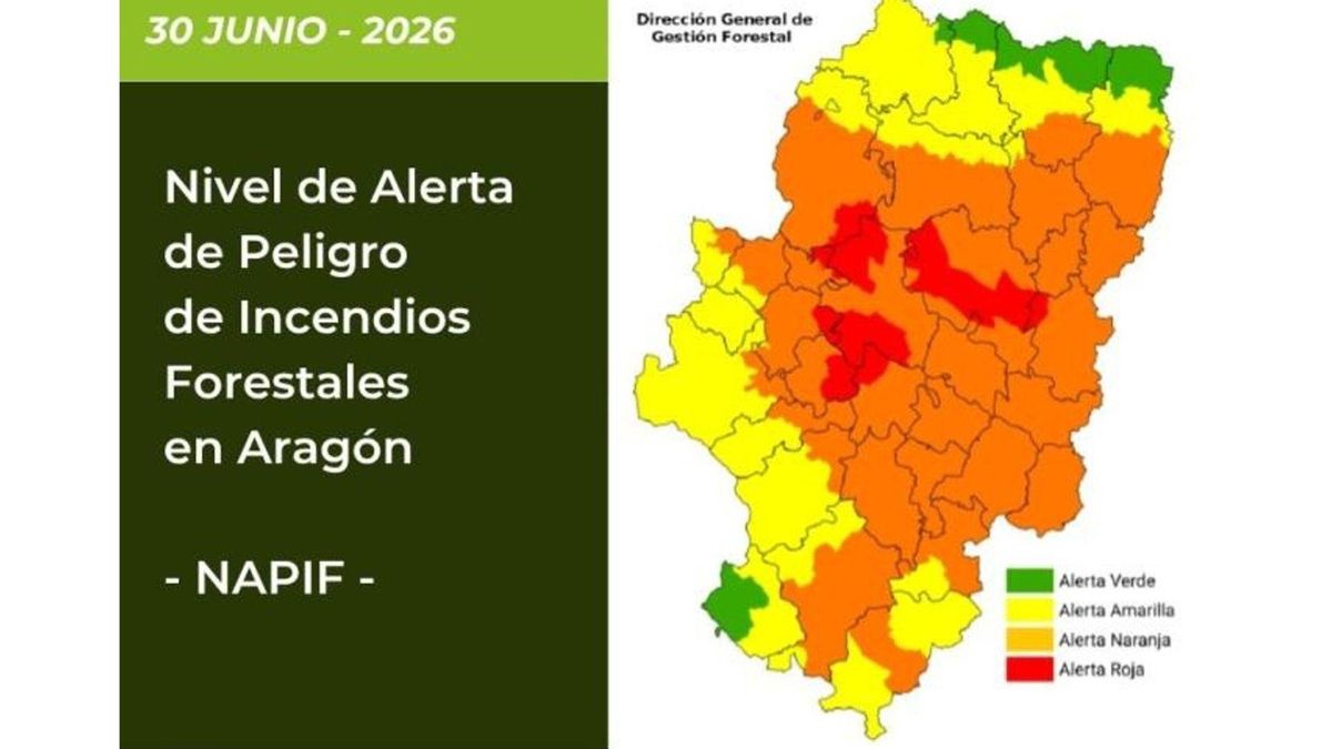Un total de 42 municipios de Huesca y Zaragoza están en alerta roja por peligro de incendios forestales