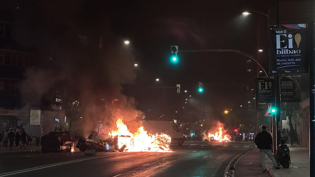 Imagen de los disturbios en Bilbao tras la visita frustrada de Vito Quiles.