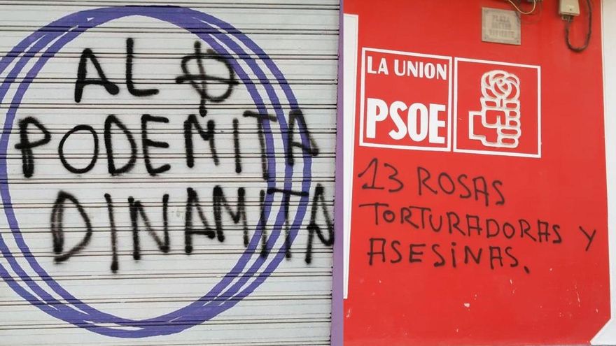 Ataques a las sedes de Podemos en Cartagena y PSOE en La Unión
