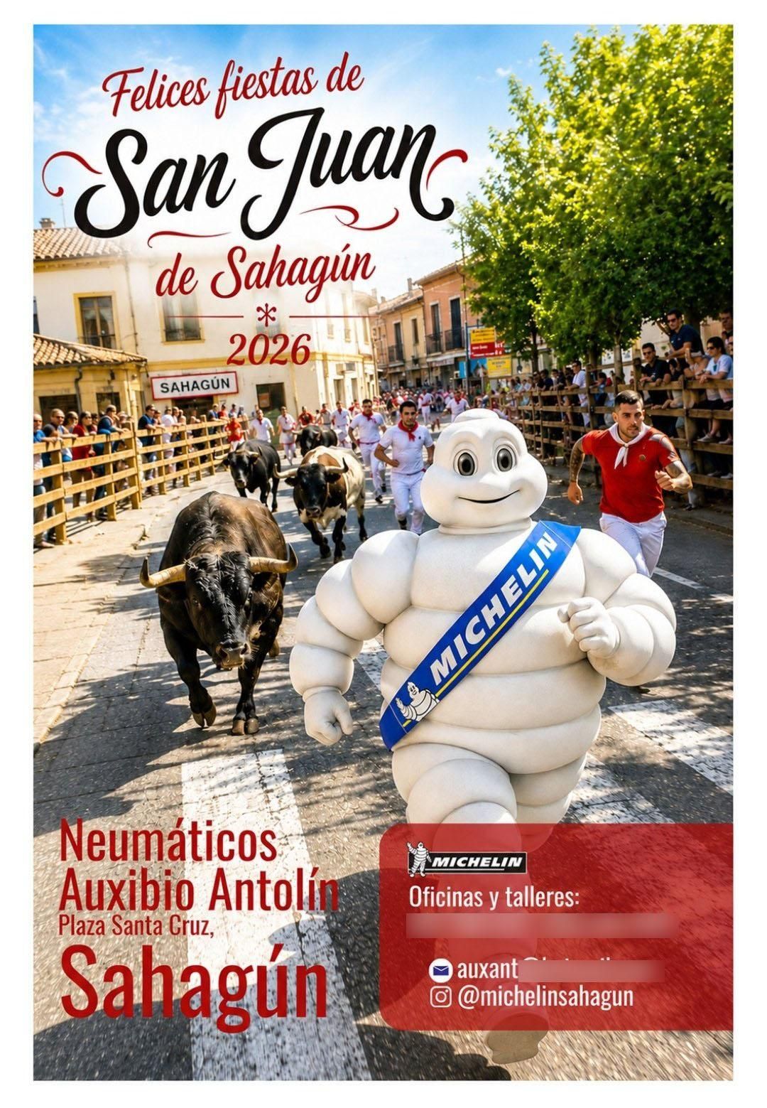 Cartel de Sahagún con la marca de Michelin.