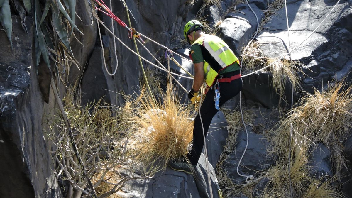 Simulacro realizado por el grupo de Rescate de Intervención en Montaña de la Guardia Civil en Tenerife.