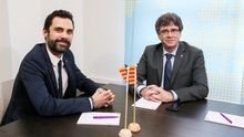 Roger Torrent y Carles Puigdemont, en su reunión en Bruselas la semana pasada