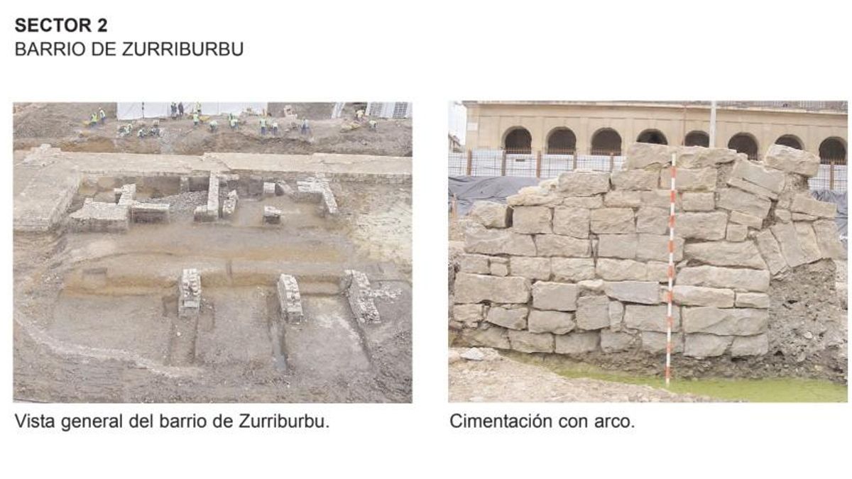 Barrio medieval Zurriburbuen la plaza del Castillo  antes de ser desmontado