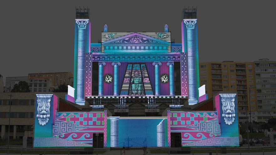 Imagen del vídeo mapping que se proyectará en el Palacio de Festivales para conmemorar el 30 aniversario de su inauguración.