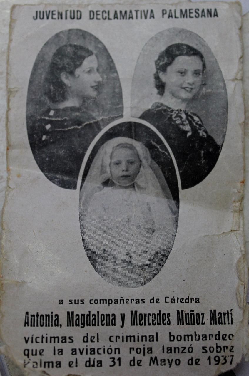 Antonia, Magdalena y Merced itas Muñoz Martí, asesinadas en el bombardeo de Palma del 31 de mayo de 1937.
