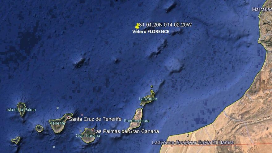 Zona donde fueron rescatados los tripulantes de un velero hundido.