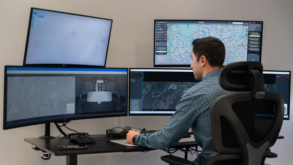 Uno de los puestos de control de drones.