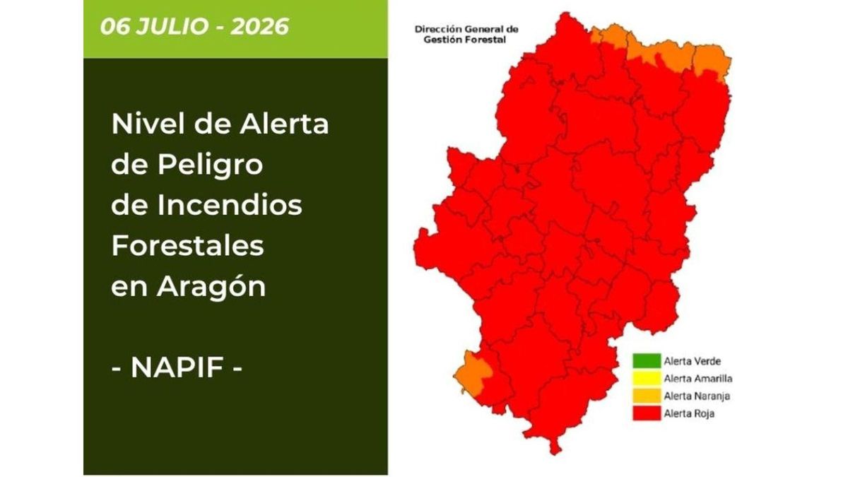 Alerta roja por riesgo de incendios forestales este lunes prácticamente en la totalidad de Aragón