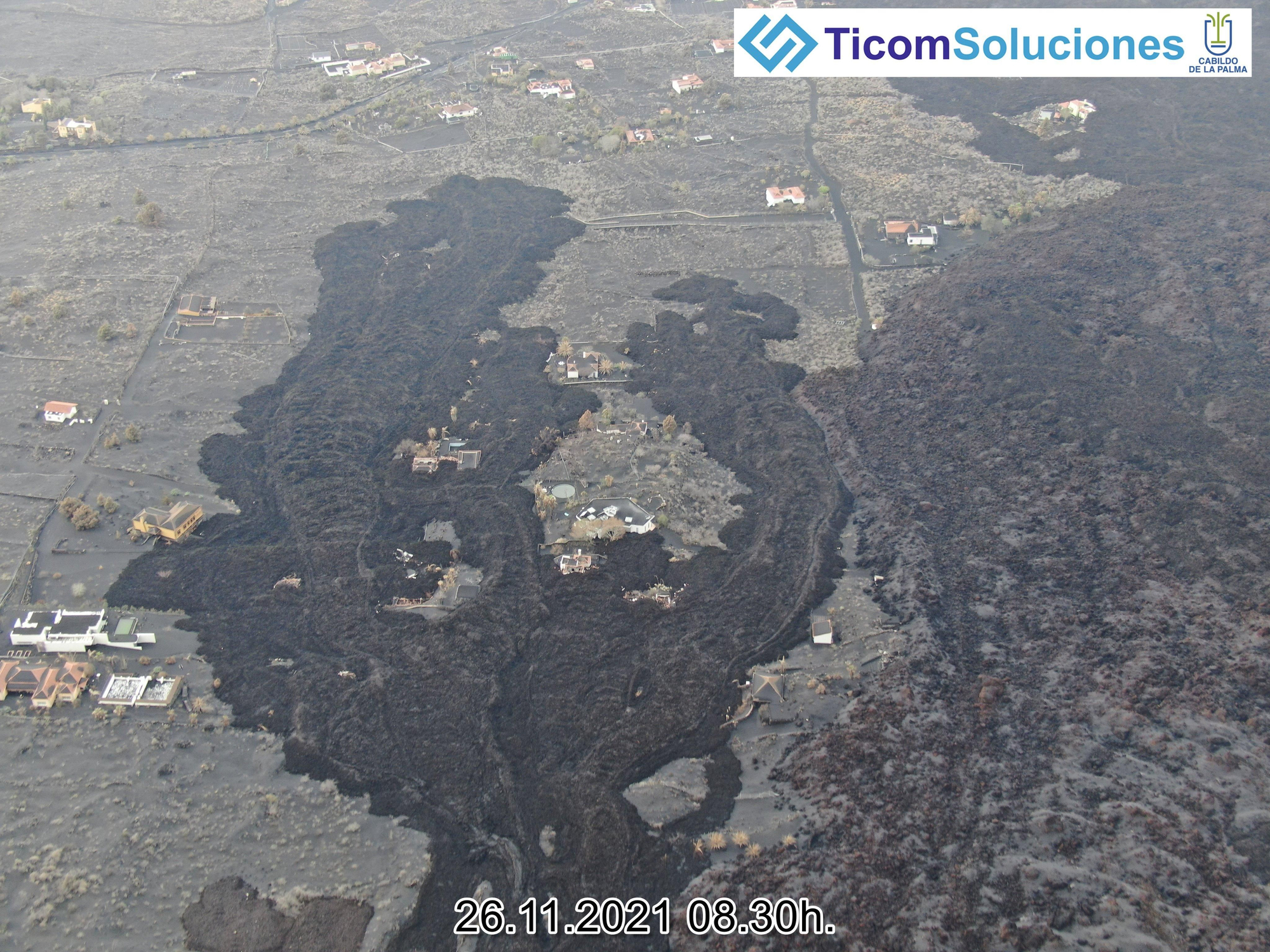 Otra imagen de las coladas del volcán, este viernes.