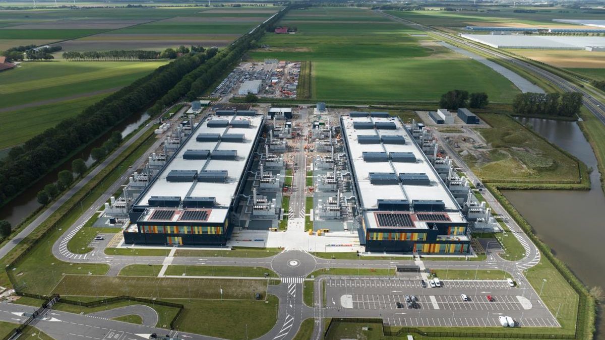 Vista panorámica de un centro de datos