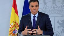 Pedro Sánchez durante su comparecencia en Moncloa.
