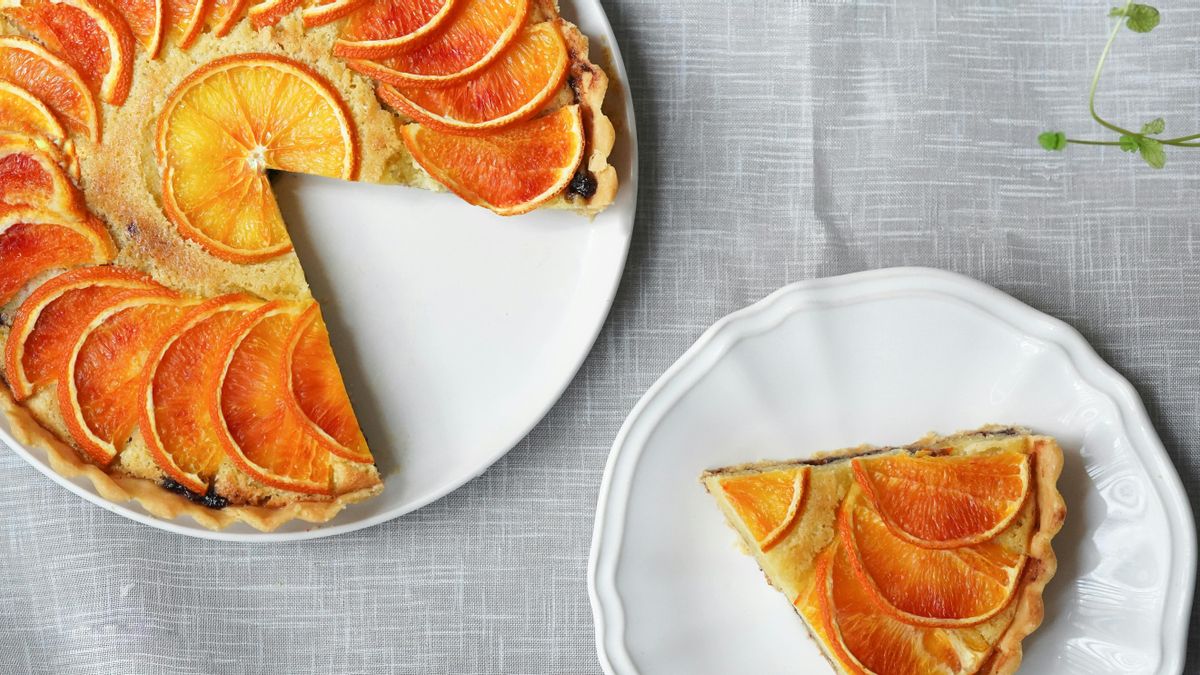 Tarta crujiente de naranja