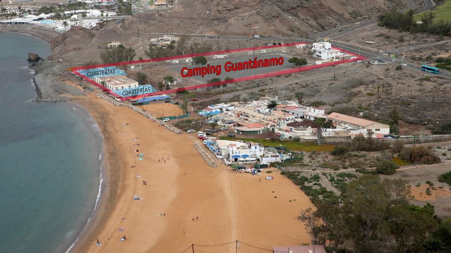 Ubicación de las cuarterías en camping Guantánamo, frente a la playa de Tauro.