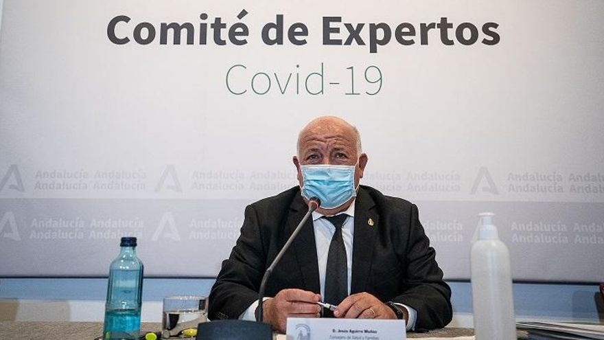 El consejero de Salud, Jesús Aguirre, este martes por la tarde