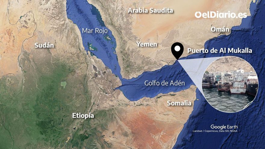 Ubicación del puerto de Al Mukalla