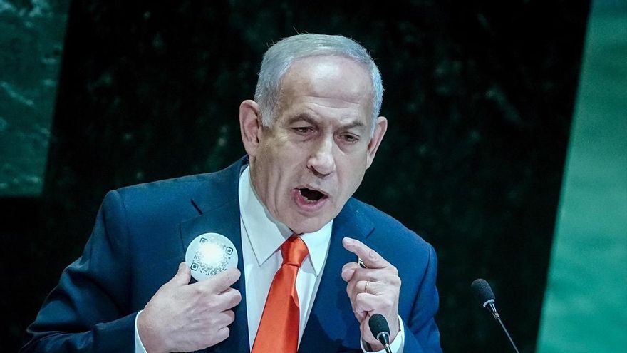 Benjamín Netanyahu en la sede de la ONU en Nueva York