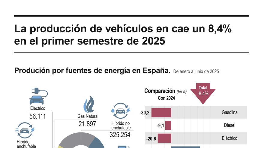La producción de vehículos de gasolina en España disminuye un 34 % en el último año