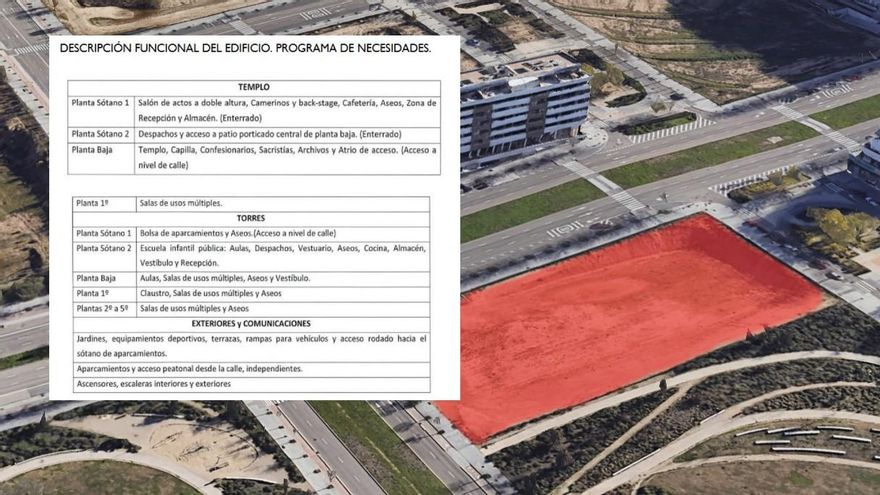 La Iglesia pide construir varias torres, parking y cafetería en la parcela de 4,6 millones que Almeida le cede gratis en Hortaleza