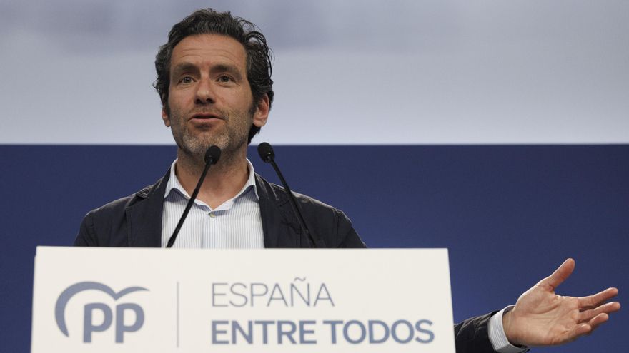El vicesecretario de Cultura y Sociedad Abierta y el portavoz de Campaña del PP, Borja Sémper, durante la rueda de prensa posterior a la reunión del Comité de Dirección del Partido Popular. EFE/Sergio Pérez