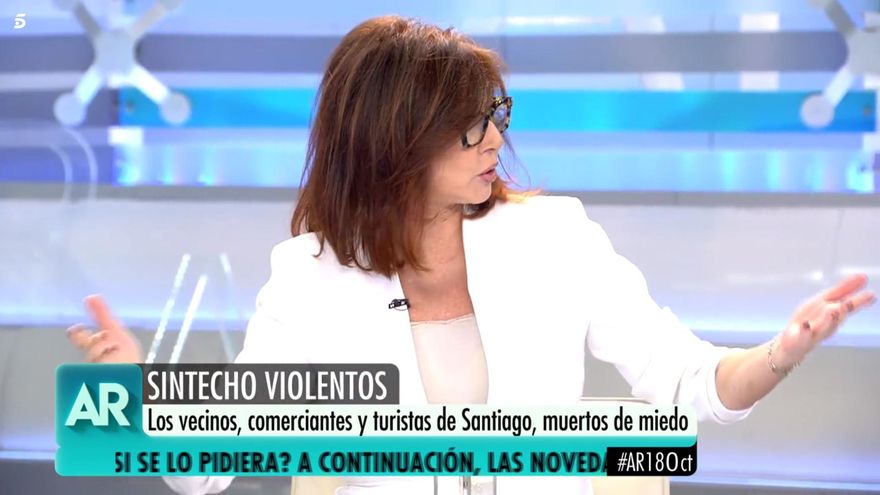 Ana Rosa Quintana, durante su respuesta a Joaquín Prat