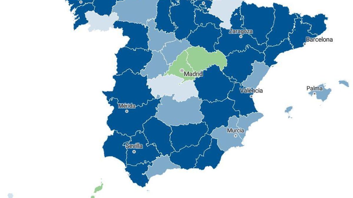Mapa de incidencia del coronavirus por provincias