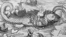 Ilustración antigua en la que se hace mención a Canarias y San Borondón.