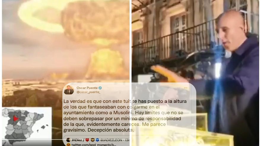 Un meme del alcalde de León dinamitando Valladolid genera una trifulca en Twitter por airadas críticas de Óscar Puente