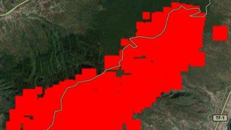 Puntos calientes del incendio en Tenerife