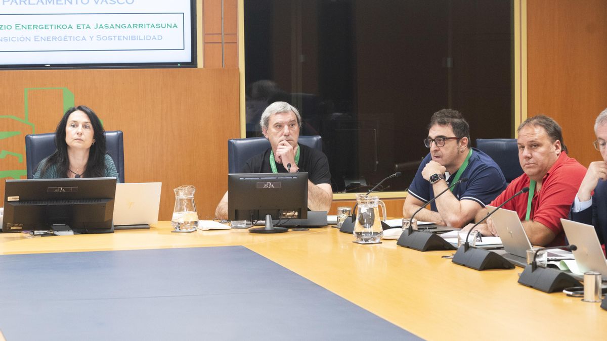 El comité de empresa de Trápaga en el Parlamento Vasco.