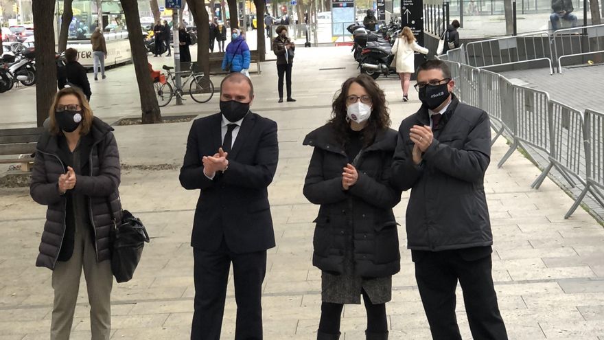 Síndicos del 1-O encausados ante la Ciutat de la Justícia de Barcelona, a 3 de marzo de 2021.