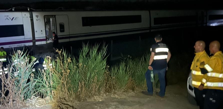 Efectivos de GEACAM en las tareas de ayuda a los pasajeros varados tras detenerse un tren en la comarca de La Sagra toledana por falta de suministro eléctrico, el 30 de junio de 2025
