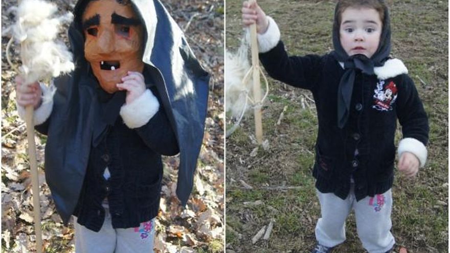 Leire, 3 años, de la vieja del antruido riañés.