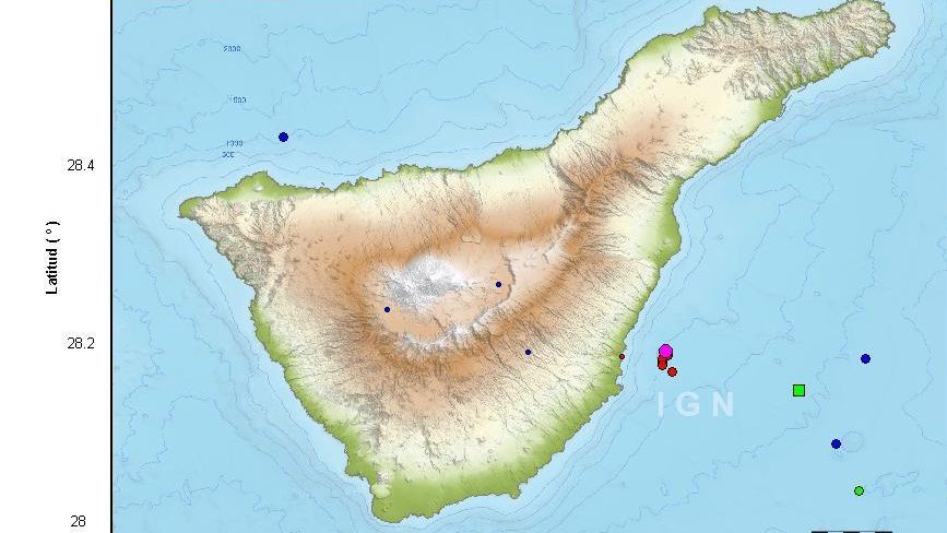 Sismos registrados en la costa de Fasnia este pasado jueves, 16 de octubre.