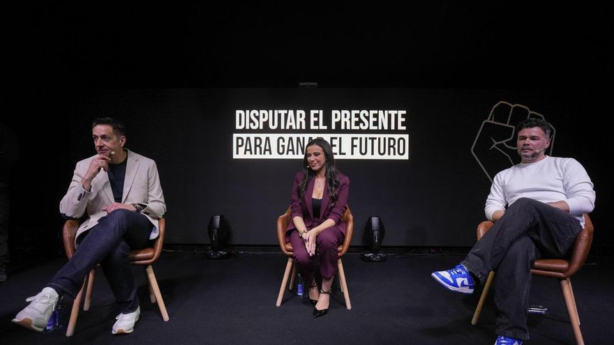 Emilio Delgado, Sarah Santaolalla y Gabriel Rufián