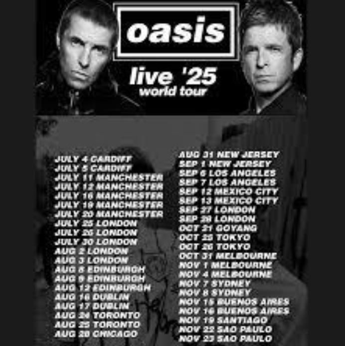 Oasis: lista de sus conciertos en 2025. Fíjate en las caras de los dos hermanos.