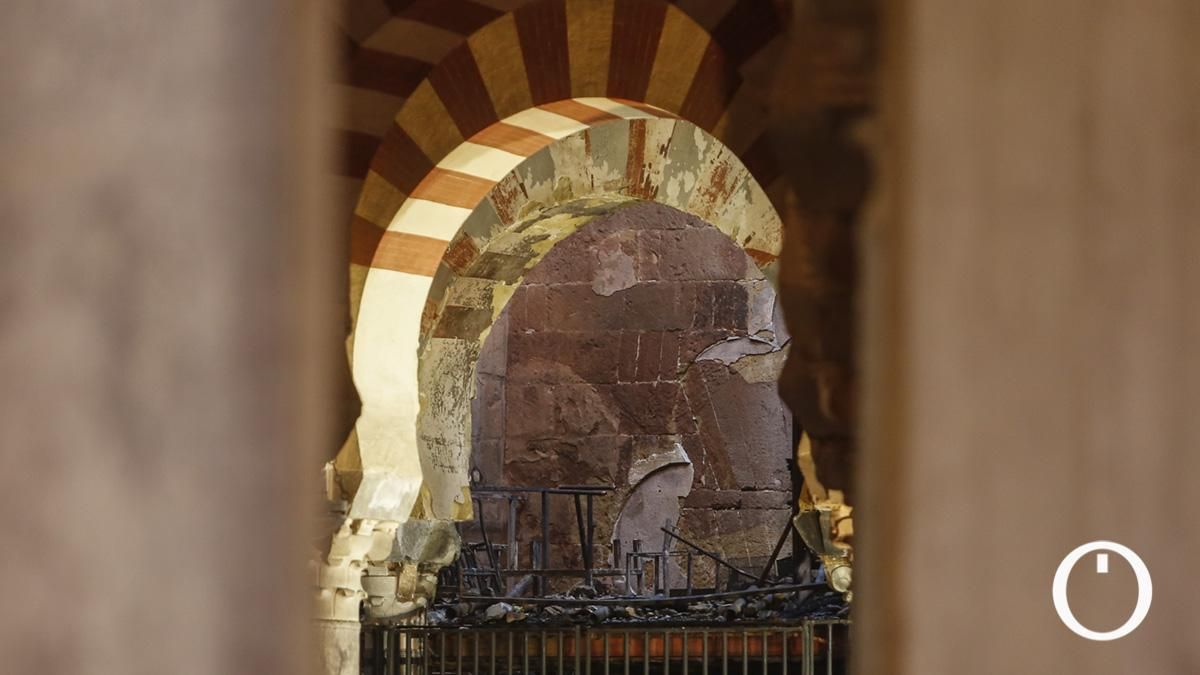 Estado de la capilla incendiada de la Mezquita-Catedral
