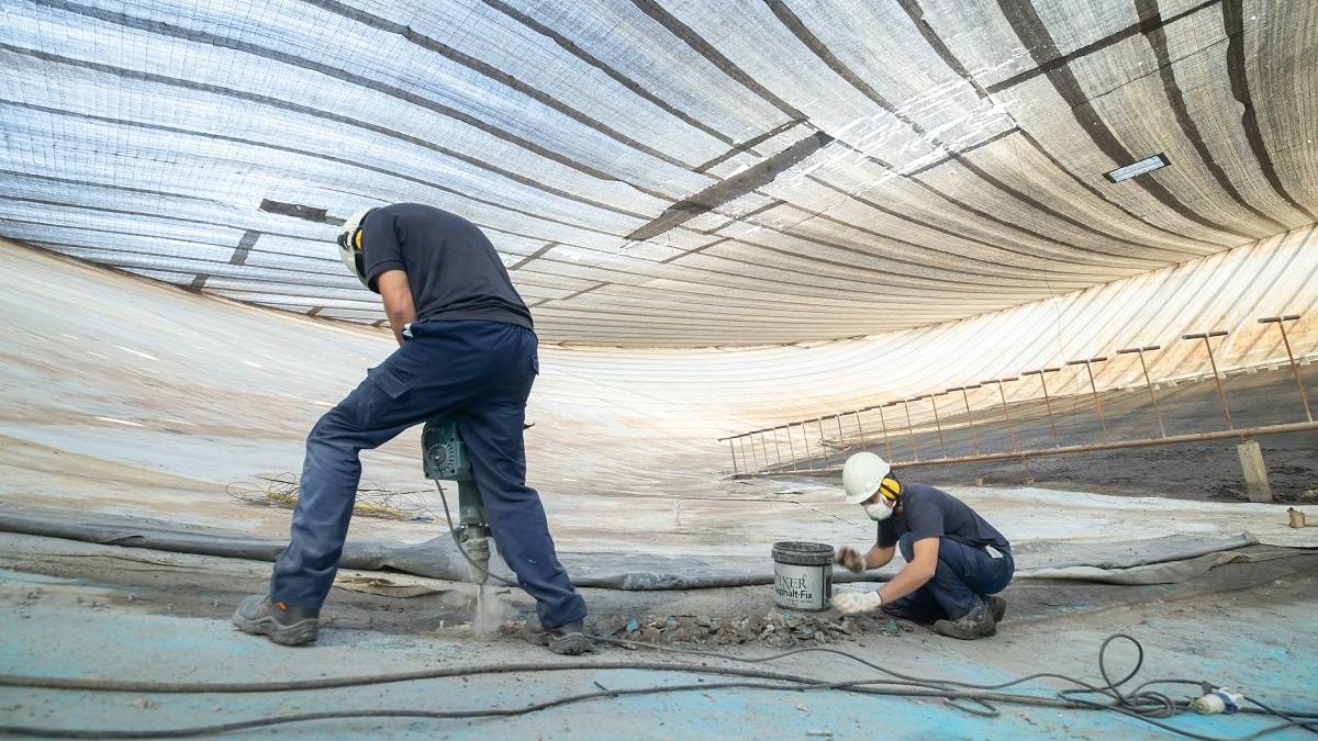 Trabajos de vaciado y mejora de la balsa de El Saltadero
