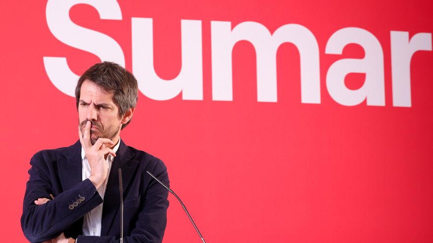 El portavoz de Sumar, Ernest Urtasun, ofrece una rueda de prensa, en el Espacio Rastro, a 26 de febrero de 2024, en Madrid (España). Durante la rueda de prensa, el portavoz de Sumar ha analizado la actualidad política, con cuestiones como el 'caso Koldo'.