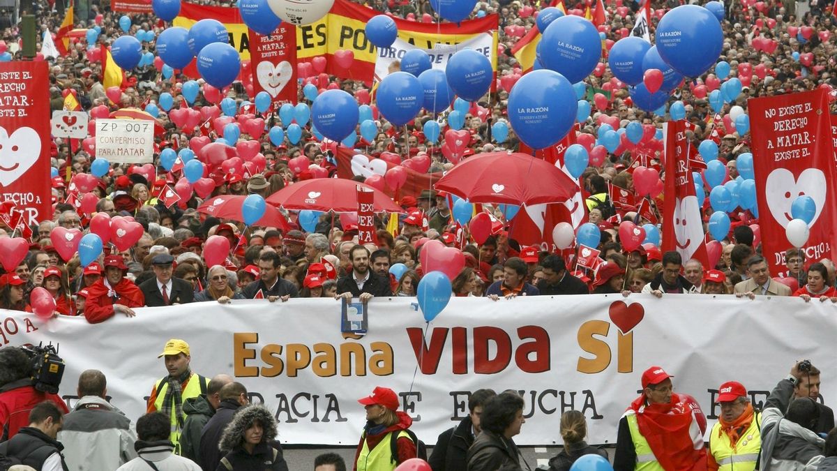 Manifestación en Madrid contra la ley del aborto celebrada en marzo de 2010.