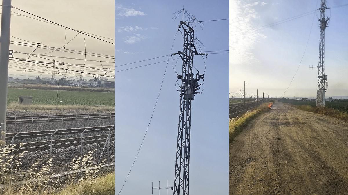Así fue la caída de un cable de alta tensión junto a las vías que obligó a cortar la alta velocidad este martes