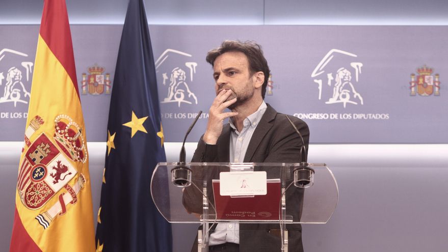 El presidente del grupo parlamentario de Unidas Podemos en el Congreso, Jaume Asens, en una rueda de prensa anterior a una Junta de Portavoces, a 20 de abril de 2021, en el Congreso de los Diputados, Madrid, (España).