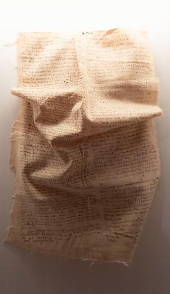 'Una sábana remendada': una de las cartas escritas por Jaume Serra Cardell, mostrada en una exposición en Casa de América (Madrid) dedicada al exilio español