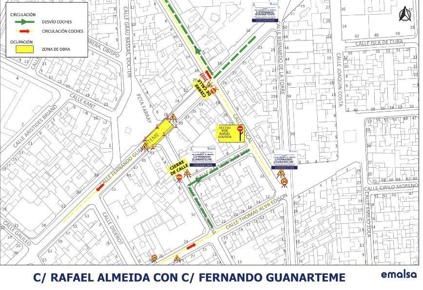 Cortes de tráfico por las obras de Emalsa.