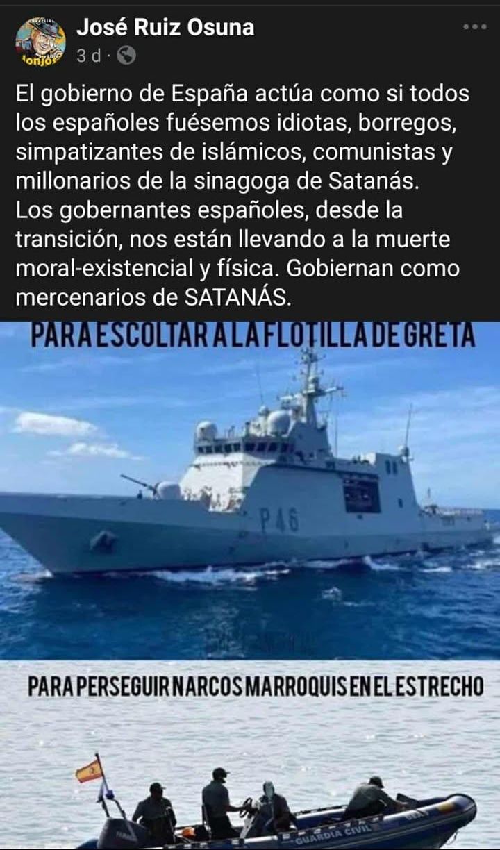 Comentario en la cuenta de Facebook ya eliminado